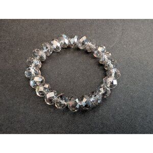 Faceted Smoky Crystal Bead Stretch Bracelet Womens Jewelry Elegant Design